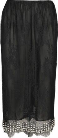 CHB Christian Boaro Christian Boaro - Geborduurde Midirok - Dames - Rokken - Zwart - Maat: XS Polyamide
