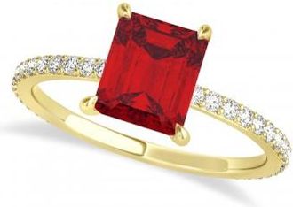 Allurez Emerald Ruby & Diamond Hidden Halo Engagement Ring 14k Yellow Gold (2.93ct)