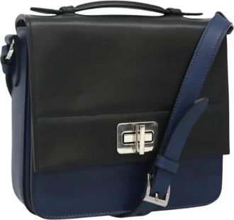 Prada Pre-owned Leather prada-bags - Dames - Vintage Handtas - Blauw - ONE Size - Leer - Vintage