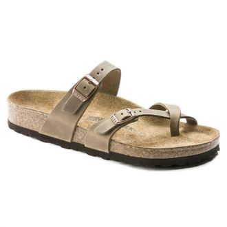 Birkenstock Womens Mayar Leather Slide In Brown Brown