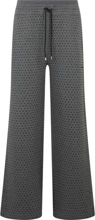 Pinko Fleecebroek met strass - Dames - Wijde Broeken - Grijs - XS - Katoen - Broeken