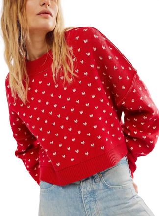 Free People Pattern Easy Street Crop Top In Cherry Cream Combo