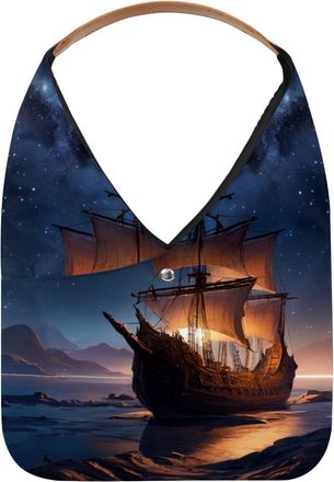 Generic Ancient Space Ship Reusable Lightweight Grocery Bags - Foldable Into Compact Pouch, Washable & Sturdy, Multipurpose for Shopping and Travel