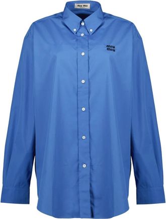 Miu Miu Oversized Poplin Shirt - Dames - Overhemden - Blauw - M - Overhemden