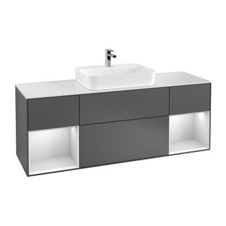 Villeroy & Boch Villeroy&boch - Finion, Muebles De Ba&ntilde;o, 1600 X 603 X 501 Mm, Angular, Con Estanter&iacute;a (iluminada), Modelo Suspendido, En Madera, Lavabo En El Medio, I