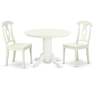 East West Furniture Dining Room Set Linen White, SHKE3-LWH-W