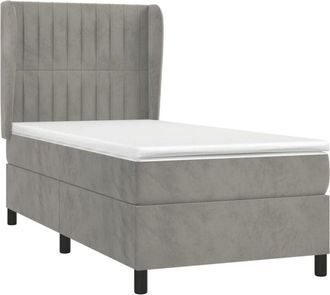 vidaXL Vidaxl - Cama Box Spring Con Colch&oacute;n Terciopelo Gris Claro 90x190 Cm