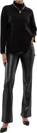 Blu Pepper Solid Mock Neck Seam Front Knit Sweater In Black