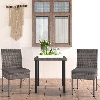 vidaXL Juego De Comedor Para Jard&iacute;n 3 Piezas Rat&aacute;n Sint&eacute;tico Gris Vidaxl