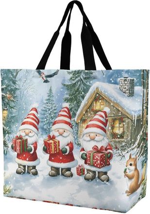 Generic Christmas Gnomes Reusable Shopping Bags Large Capacity Grocery Bag Heavy Duty Tote for Women 40x40x16cm