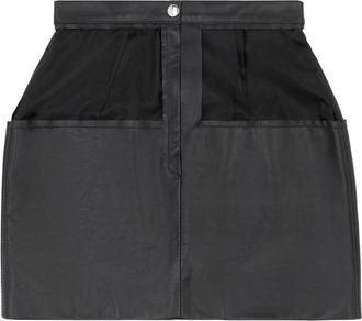 Maison Margiela Zwart leren minirok met inzetstukken - Dames - Leren & Su&egrave;de rokken - Zwart - XS - Rokken