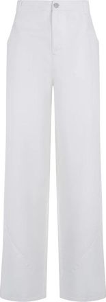 Alberta Ferretti Losse elegante broek met hoge taille - Dames - Wijde Broeken - Wit - XS - Katoen - Broeken