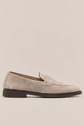 Brunello Cucinelli Suede Penny Loafer - Beige