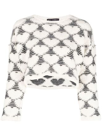 Marco Rambaldi jacquard-knit heart cropped jumper - White