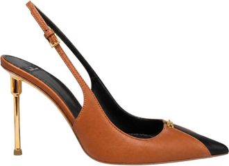 Elisabetta Franchi D&eacute;collet&eacute; Slingback - Dames - Pumps - Bruin - 37 EU - Leer - Schoenen