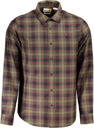 Timberland Groen Geruit Overhemd met Italiaanse Kraag - Heren - Casual Overhemden - Groen - S - Overhemden
