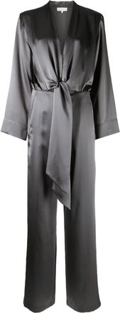 Michelle Mason tie-front kimono jumpsuit - women - Silk - 6 - Grey