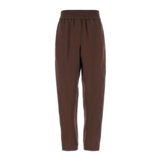 Brunello Cucinelli Brunello Cucinelli, Sweatpants, female, Brown, Size: 2XS Baggy Pull-Up Trousers