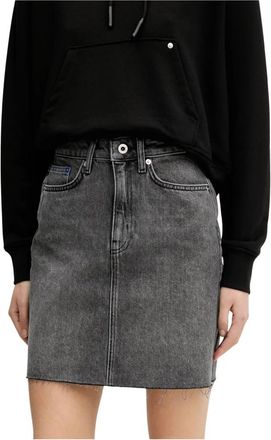 Karl Lagerfeld Printed Denim Skirt - Dames - Spijkerrokken - Grijs - XS - Denim - Rokken
