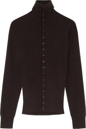 Christophe Lemaire Cardigan a collo alto - Marrone