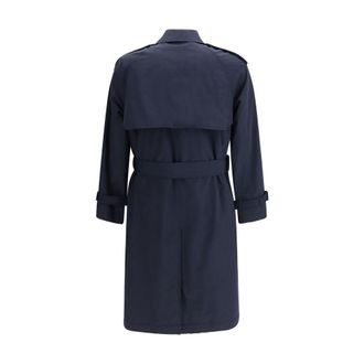 Burberry Mens Blue Polyester Trench Coat Clothing