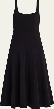 Vince Seamed Square-Neck Knit Midi Dress