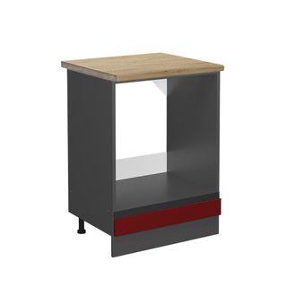 Vicco Armario Para Horno Empotrado R-line, Rojo, 60 Cm, Et Roble