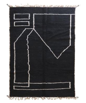 AFK Living Alfombra moderna bereber marroqu&iacute; de lana negra 200 x 300 cm