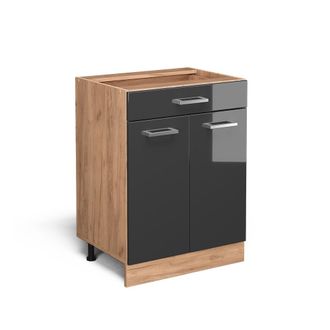 Vicco Mueble Bajo De Cocina R-line, Antracita Alto Brillo, 60 Cm Con Caj&oacute;n, Sin Encimera Vicco