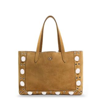 Valentino Garavani Suede Shopping Bag With Metal Logo