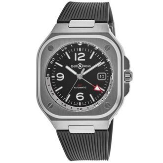 Bell & Ross BR 05 GMT Automatic Black Dial Rubber Strap Mens Watch BR05G-BL-ST/SRB
