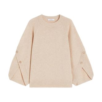 Max Mara Ampex Knit Sweater - Dames - Ronde hals truien - Beige - S - Wol - Truien & Vesten