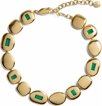 Monica Vinader Mosaic Green Onyx Disc Bracelet in 18K Gold Vermeil /Green Onyx at Nordstrom