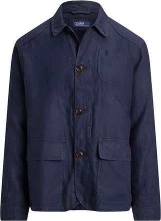 Ralph Lauren Jassen, Heren, Blauw, L, Katoen, Herringbone Utility Jacket