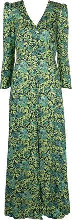 Saloni Margot V-neck silk long dress - women - Silk/Polyester - 10 - Blue