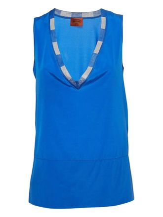 Missoni silk-blend V-neck top - Blue
