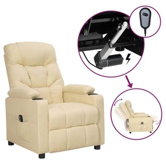 vidaXL Vidaxl - Sill&oacute;n Reclinable El&eacute;ctrico De Tela Crema