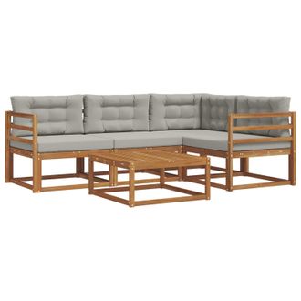 vidaXL Conjunto De Sof&aacute;s De Exterior 5 Pcs Gris Natural Y Claro Vidaxl