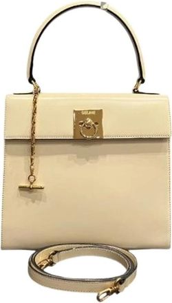 Celine Pre-owned Handbags, female, Beige, Size: ONE SIZE Pre-owned Mantel Leather 2way Bag