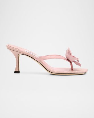 Jimmy Choo London 70mm Freja Flower Leather Sandals