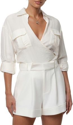 JLUXLABEL Drift Collared Cargo Long Sleeve Top in Ivory at Nordstrom, Size Medium
