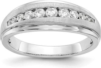 Diamond2Deal 14k White Gold Lab Grown Diamond Wedding Band Ring 0.37Ct Clarity- VS Color- D-E