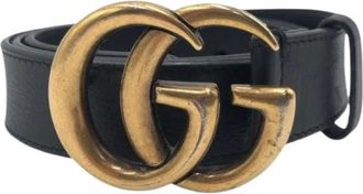 Gucci Pre-owned Belts, male, Black, Size: ONE SIZE Pre-owned GG Marmont Leather Metal Belt