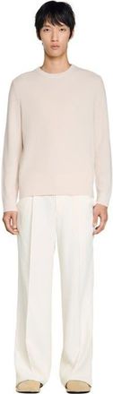 Sandro Crew-neck sweater in seed stitch in Ecru at Nordstrom, Size Xx-Large