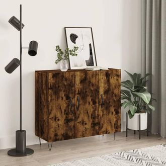 vidaXL Vidaxl - Aparador De Madera De Ingenier&iacute;a Roble Ahumado 90x34x80 Cm