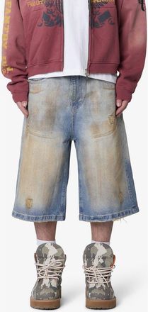 mnml Ultra Baggy Dirty Denim Shorts in Washed Blue at Nordstrom, Size 34