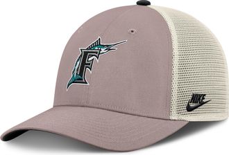 Nike Florida Marlins Cooperstown Rise Nike Mens MLB Adjustable Trucker Hat in Brown | NB1L0M6KFMV-L4S