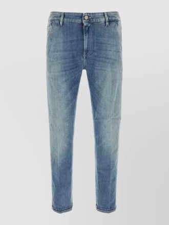 Pantaloni Torino stretch denim jeans faded wash belt loops