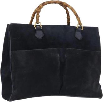 Gucci Pre-owned Handbags, female, Blue, Size: ONE SIZE Pre-owned Vintage Suede Hand Bag
