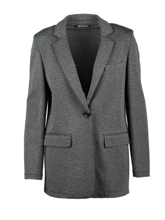 Pennyblack Herringbone Knit Blazer with Single-Button Closure